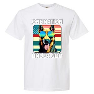 Ger Shepherd American Flag One Nation Under God Patriotic Gift Garment-Dyed Heavyweight T-Shirt