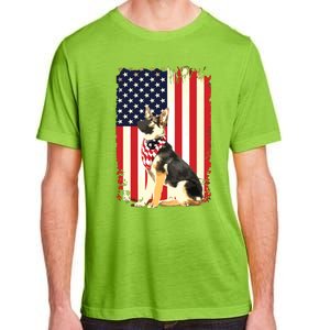 German Shepherd American Flag Shirts Independence 4th Of July Adult ChromaSoft Performance T-Shirt