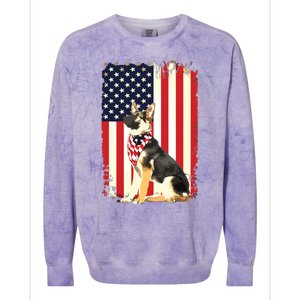 German Shepherd American Flag Shirts Independence 4th Of July Colorblast Crewneck Sweatshirt