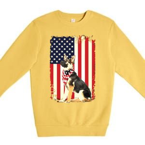 German Shepherd American Flag Shirts Independence 4th Of July Premium Crewneck Sweatshirt