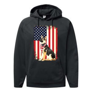 German Shepherd American Flag Shirts Independence 4th Of July Performance Fleece Hoodie