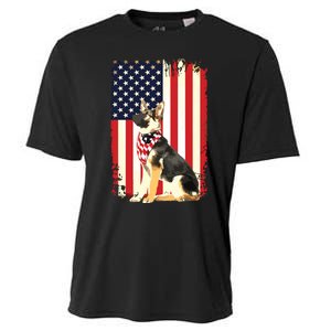 German Shepherd American Flag Shirts Independence 4th Of July Cooling Performance Crew T-Shirt