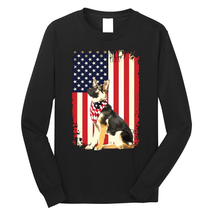 German Shepherd American Flag Shirts Independence 4th Of July Long Sleeve Shirt