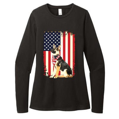 German Shepherd American Flag Shirts Independence 4th Of July Womens CVC Long Sleeve Shirt