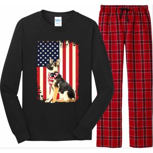 German Shepherd American Flag Shirts Independence 4th Of July Long Sleeve Pajama Set