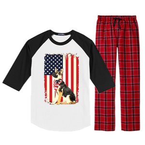 German Shepherd American Flag Shirts Independence 4th Of July Raglan Sleeve Pajama Set