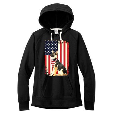 German Shepherd American Flag Shirts Independence 4th Of July Women's Fleece Hoodie