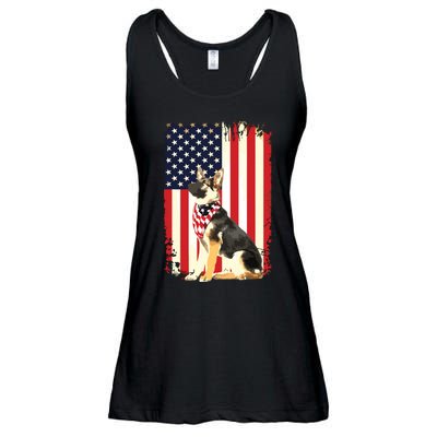 German Shepherd American Flag Shirts Independence 4th Of July Ladies Essential Flowy Tank