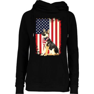 German Shepherd American Flag Shirts Independence 4th Of July Womens Funnel Neck Pullover Hood