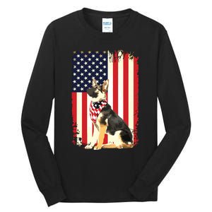 German Shepherd American Flag Shirts Independence 4th Of July Tall Long Sleeve T-Shirt