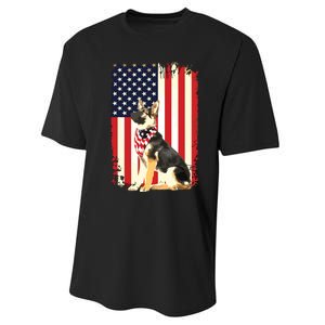 German Shepherd American Flag Shirts Independence 4th Of July Performance Sprint T-Shirt