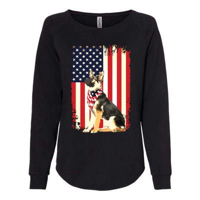 German Shepherd American Flag Shirts Independence 4th Of July Womens California Wash Sweatshirt