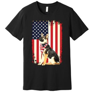 German Shepherd American Flag Shirts Independence 4th Of July Premium T-Shirt