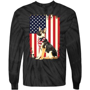 German Shepherd American Flag Shirts Independence 4th Of July Tie-Dye Long Sleeve Shirt