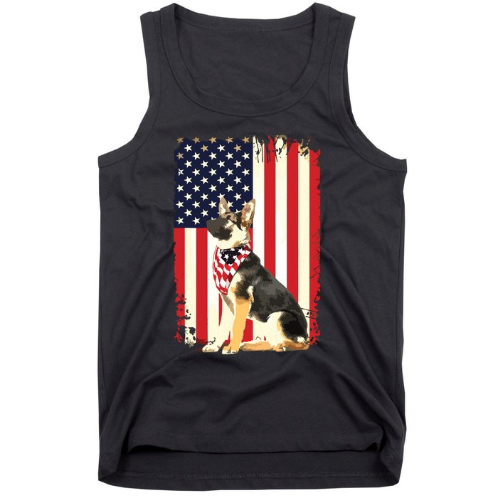 German Shepherd American Flag Shirts Independence 4th Of July Tank Top