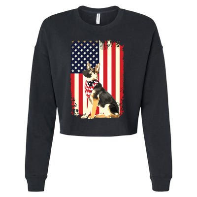 German Shepherd American Flag Shirts Independence 4th Of July Cropped Pullover Crew