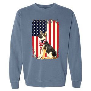 German Shepherd American Flag Shirts Independence 4th Of July Garment-Dyed Sweatshirt