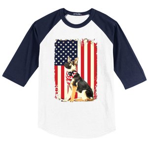 German Shepherd American Flag Shirts Independence 4th Of July Baseball Sleeve Shirt