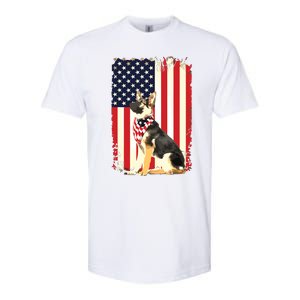 German Shepherd American Flag Shirts Independence 4th Of July Softstyle CVC T-Shirt