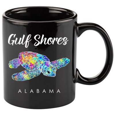 Gulf Shores Alabama Watercolor Sea Turtle 11oz C Handle Ceramic Mug