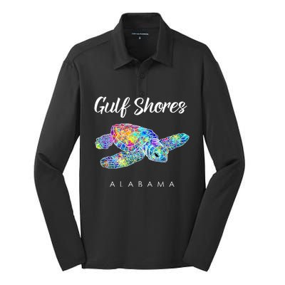 Gulf Shores Alabama Watercolor Sea Turtle Silk Touch Performance Long Sleeve Polo