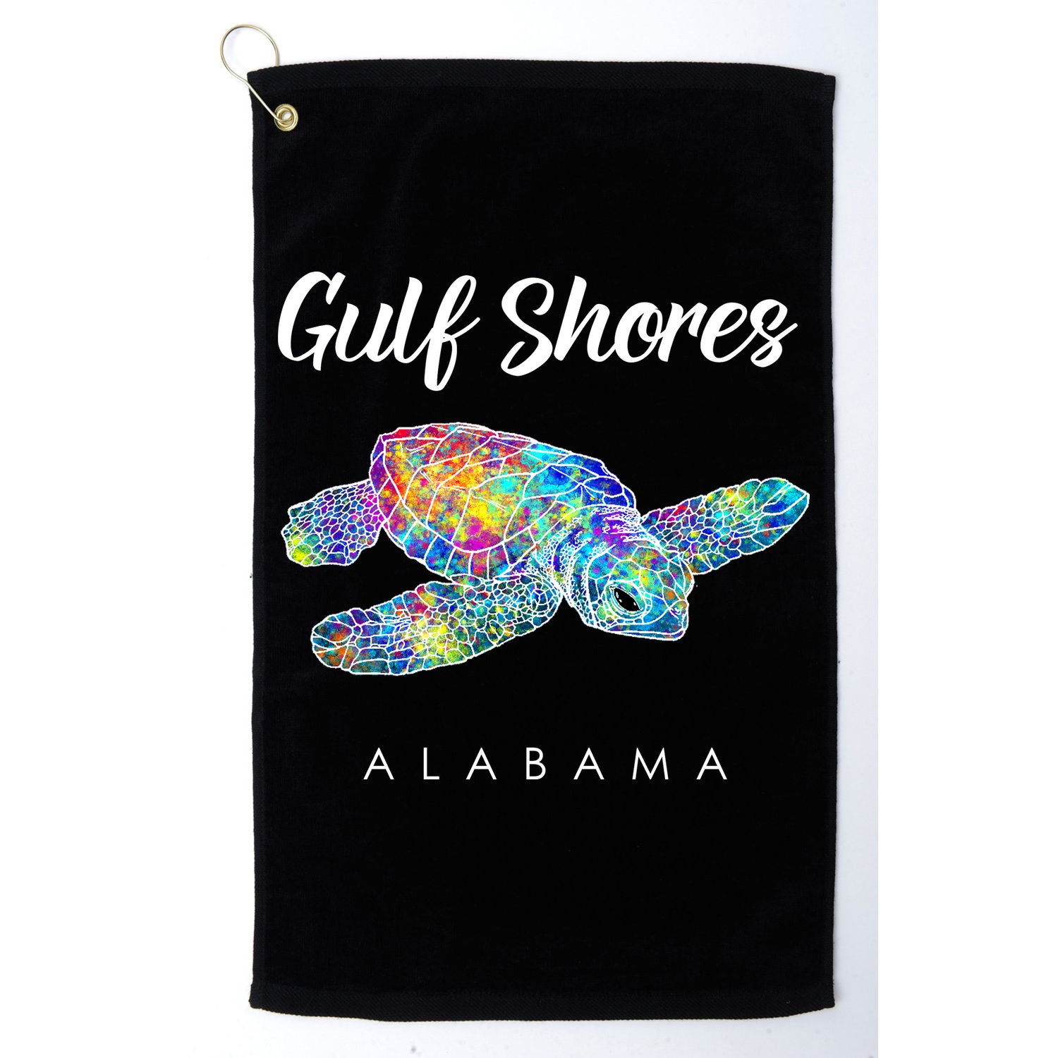 Gulf Shores Alabama Watercolor Sea Turtle Golf Towel