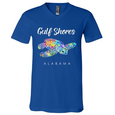 Gulf Shores Alabama Watercolor Sea Turtle V-Neck T-Shirt