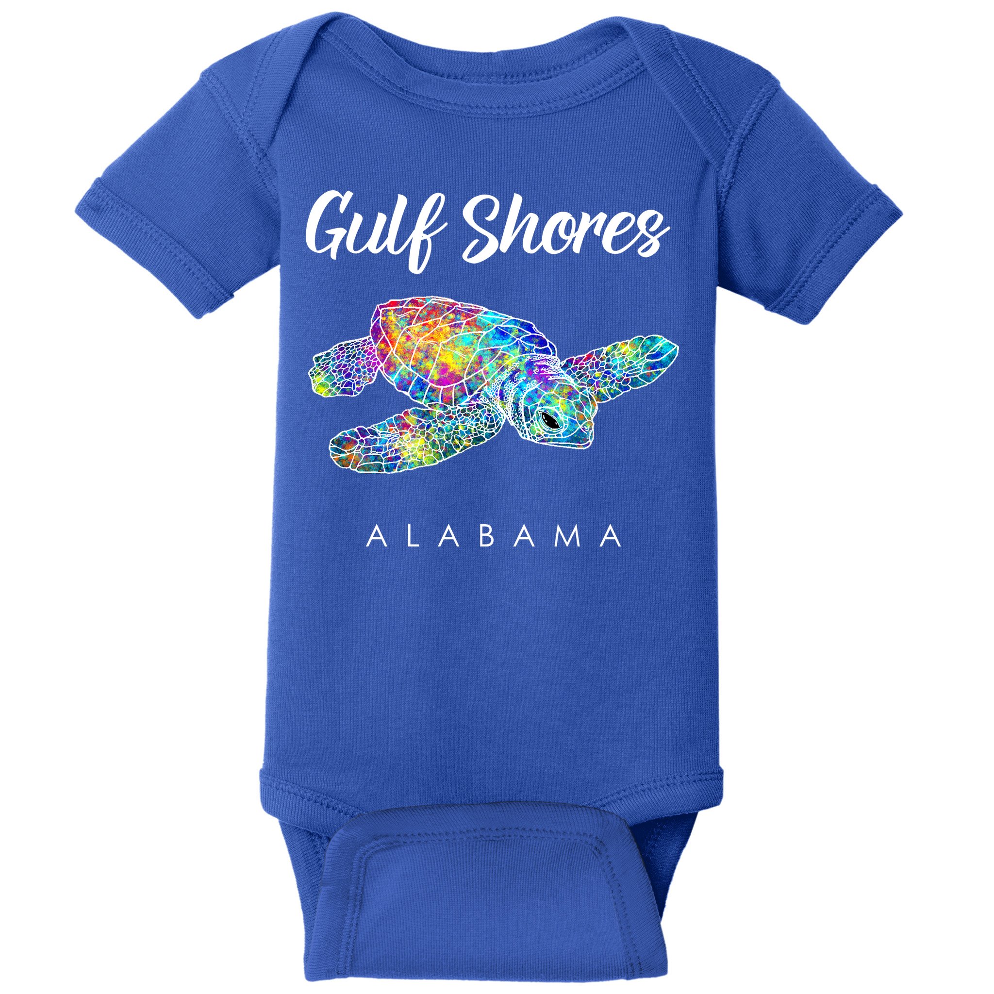 Gulf Shores Alabama Watercolor Sea Turtle Baby Bodysuit