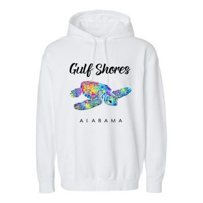 Gulf Shores Alabama Watercolor Sea Turtle Garment-Dyed Fleece Hoodie