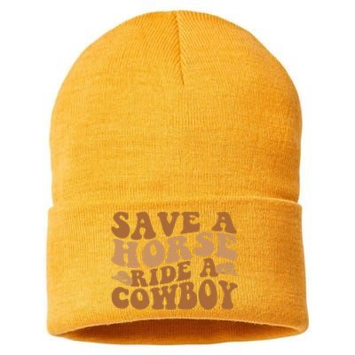 Groovy Save A Horse Ride A Cowboy Sustainable Knit Beanie