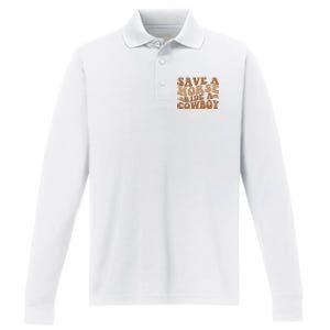 Groovy Save A Horse Ride A Cowboy Performance Long Sleeve Polo