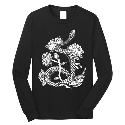 Gothic Snake and Flower Punk Design Long Sleeve Shirt