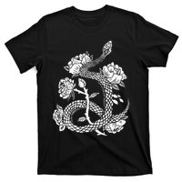 Gothic Snake and Flower Punk Design T-Shirt