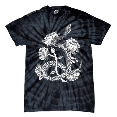 Gothic Snake and Flower Punk Design Tie-Dye T-Shirt