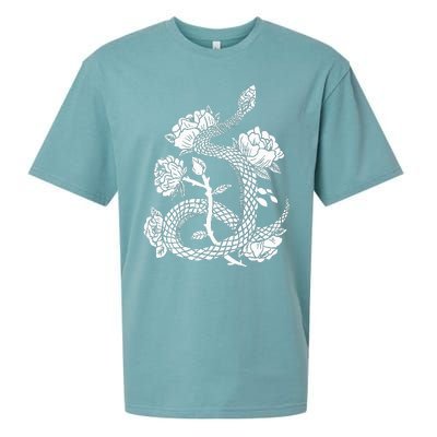 Gothic Snake and Flower Punk Design Sueded Cloud Jersey T-Shirt