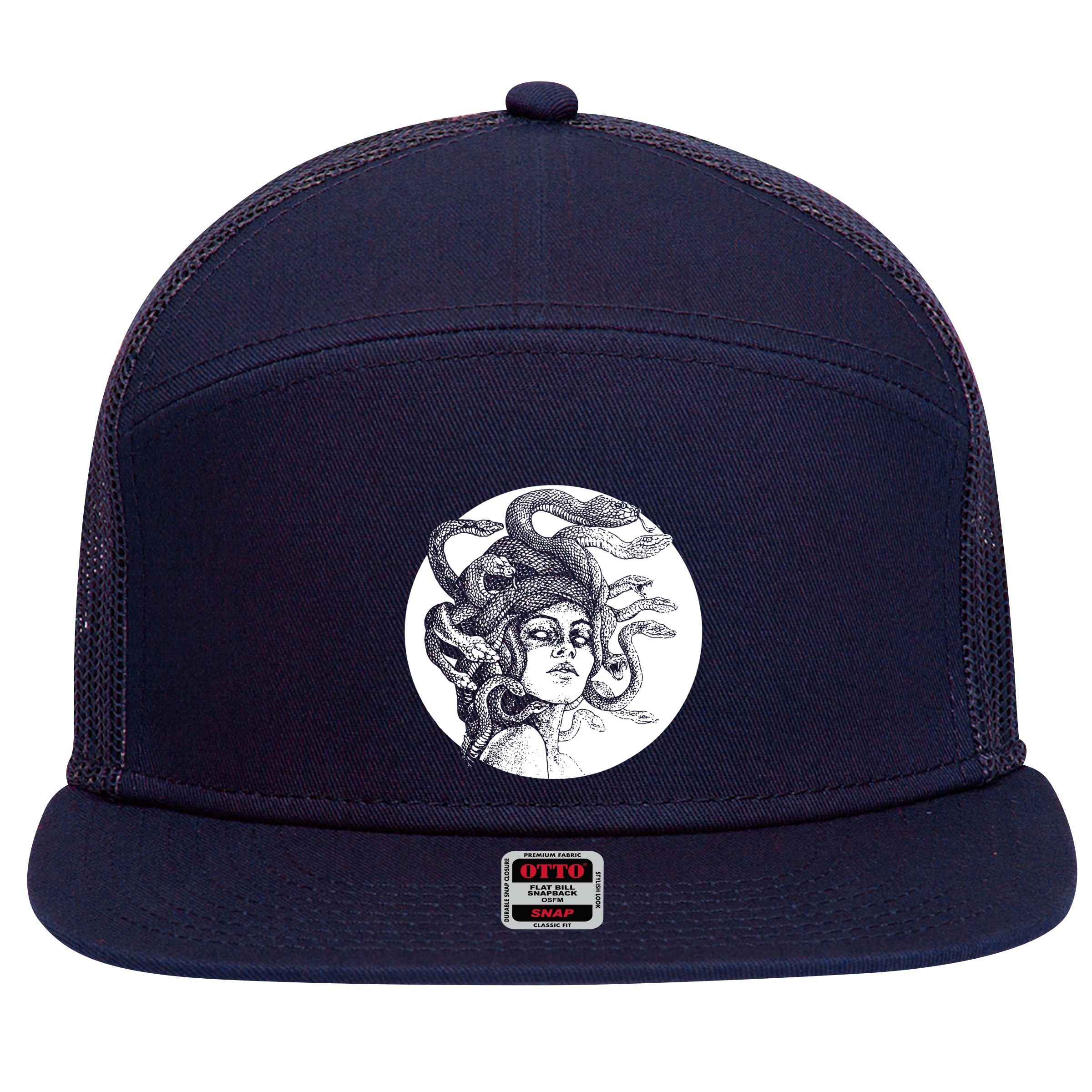 Greek Snakes Ancient Greece Mythology Gothic Goddess 7 Panel Mesh Trucker Snapback Hat