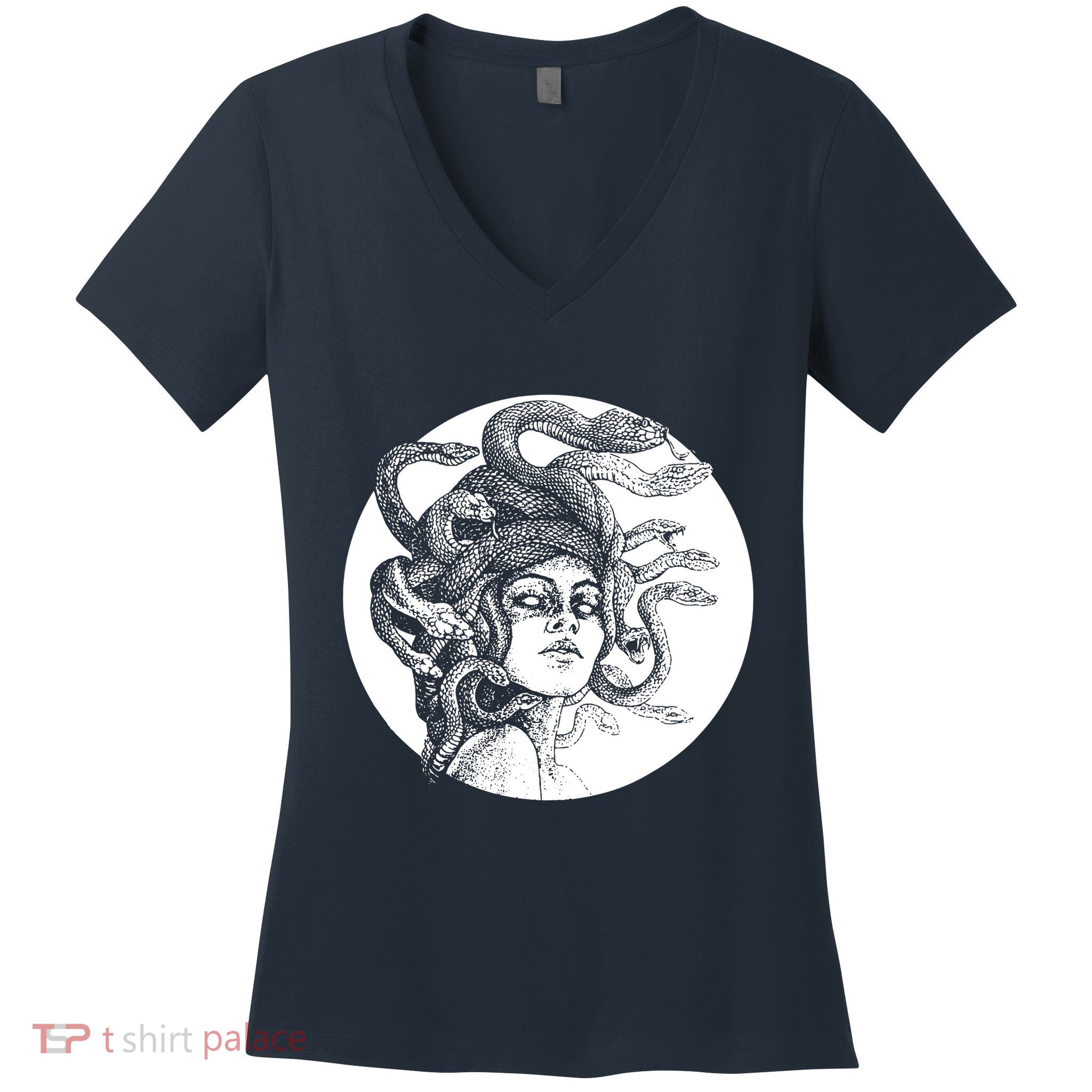 Greek Snakes Ancient Greece Mythology Gothic Goddess Women's V-Neck T-Shirt