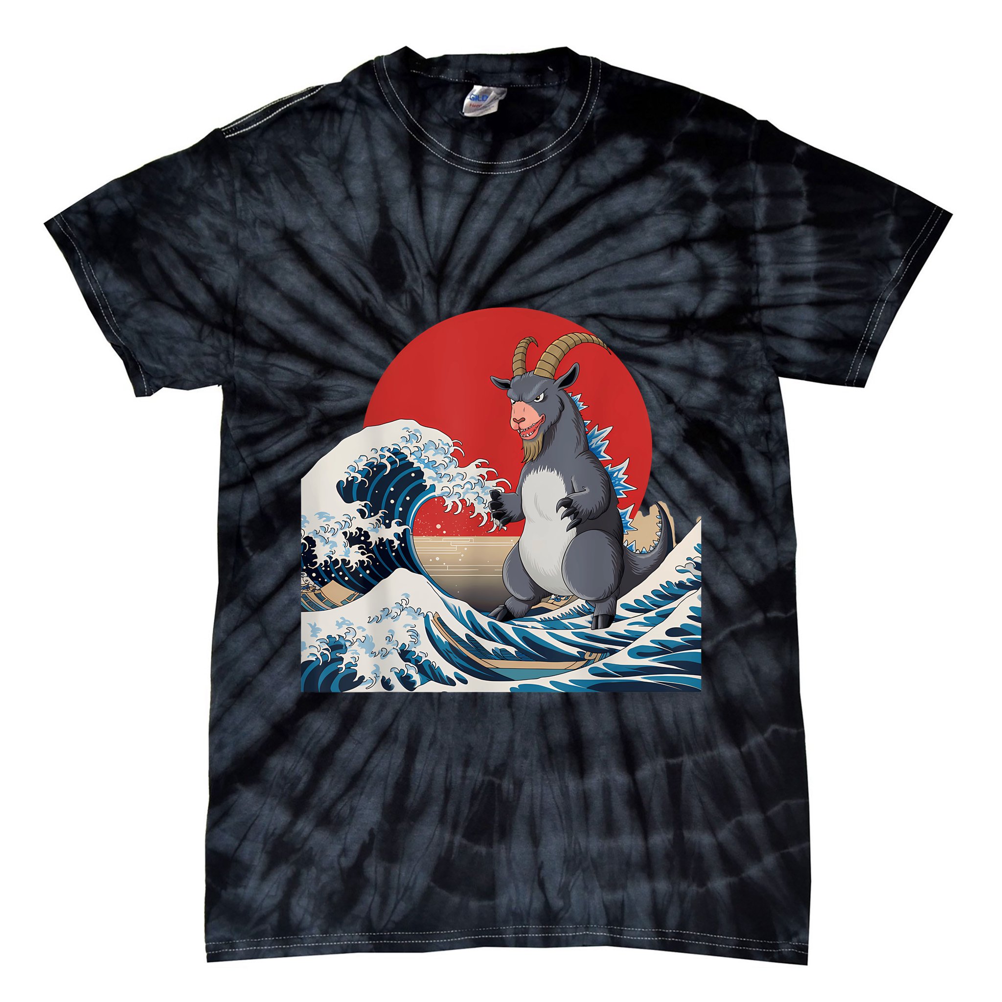 Goat Stuffed Animal Goat Costume Japanese Art Goatzilla Tie-Dye T-Shirt