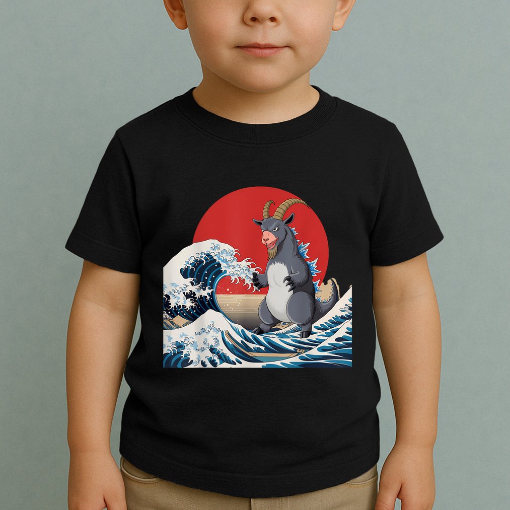 Goat Stuffed Animal Goat Costume Japanese Art Goatzilla Toddler T-Shirt