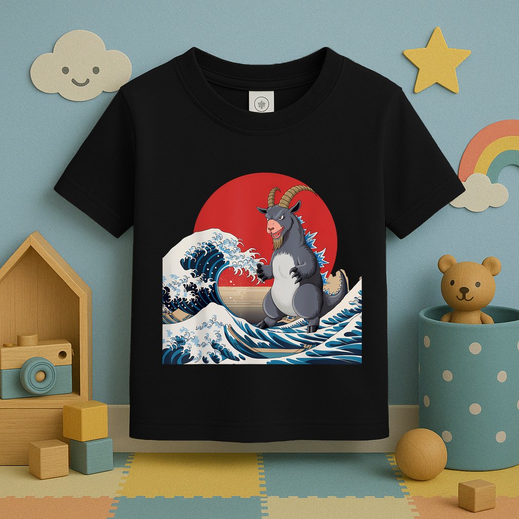 Goat Stuffed Animal Goat Costume Japanese Art Goatzilla Toddler T-Shirt