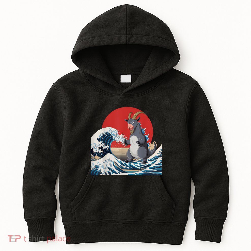 Goat Stuffed Animal Goat Costume Japanese Art Goatzilla Kids Hoodie