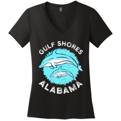 Gulf Shores Alabama Dolphin Lovers Women's V-Neck T-Shirt