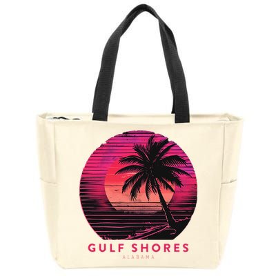 Gulf Shores Alabama Vintage Summer Vacation Retro Palm Trees Zip Tote Bag