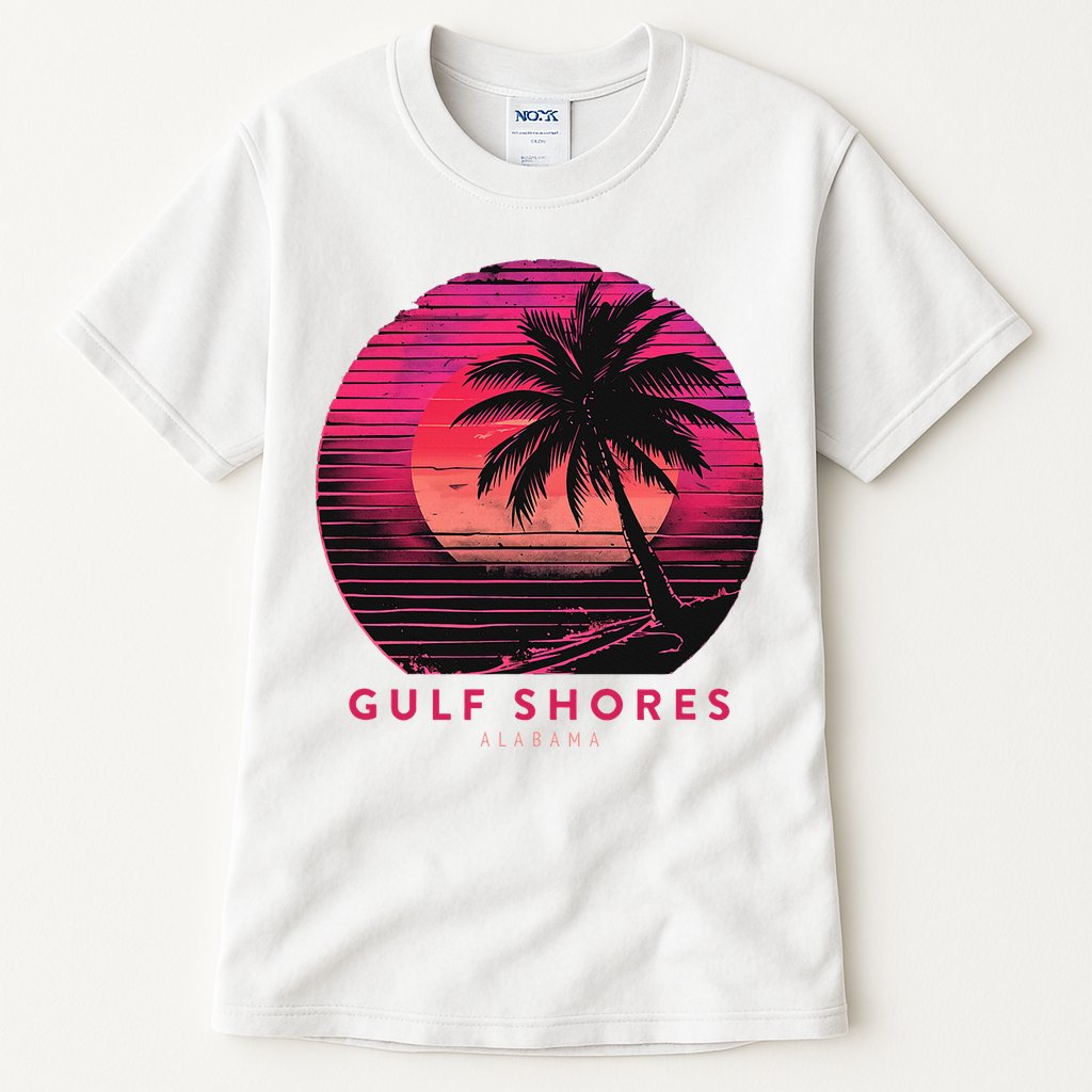 Gulf Shores Alabama Vintage Summer Vacation Retro Palm Trees Tall T-Shirt