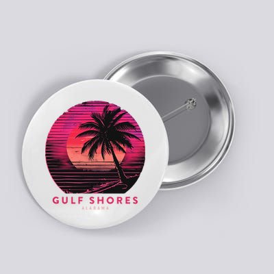 Gulf Shores Alabama Vintage Summer Vacation Retro Palm Trees Button