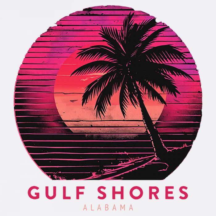 Gulf Shores Alabama Vintage Summer Vacation Retro Palm Trees Baby Bodysuit