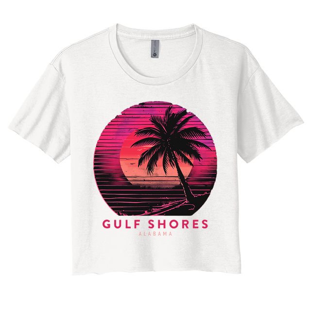 Gulf Shores Alabama Vintage Summer Vacation Retro Palm Trees Crop Top