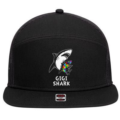 Gigi Shark Autism Awareness 7 Panel Mesh Trucker Snapback Hat