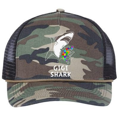 Gigi Shark Autism Awareness Retro Rope Trucker Hat Cap