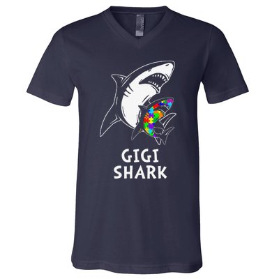 Gigi Shark Autism Awareness V-Neck T-Shirt